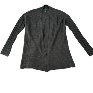 Griffen Cashmere Cardigan Sweater Womens Large Grey Open Front Ribbed Knit L